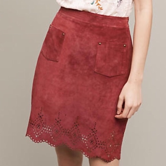 Maeve Dresses & Skirts - Anthropologie Maeve Napa Leather Laser-Cut Skirt
